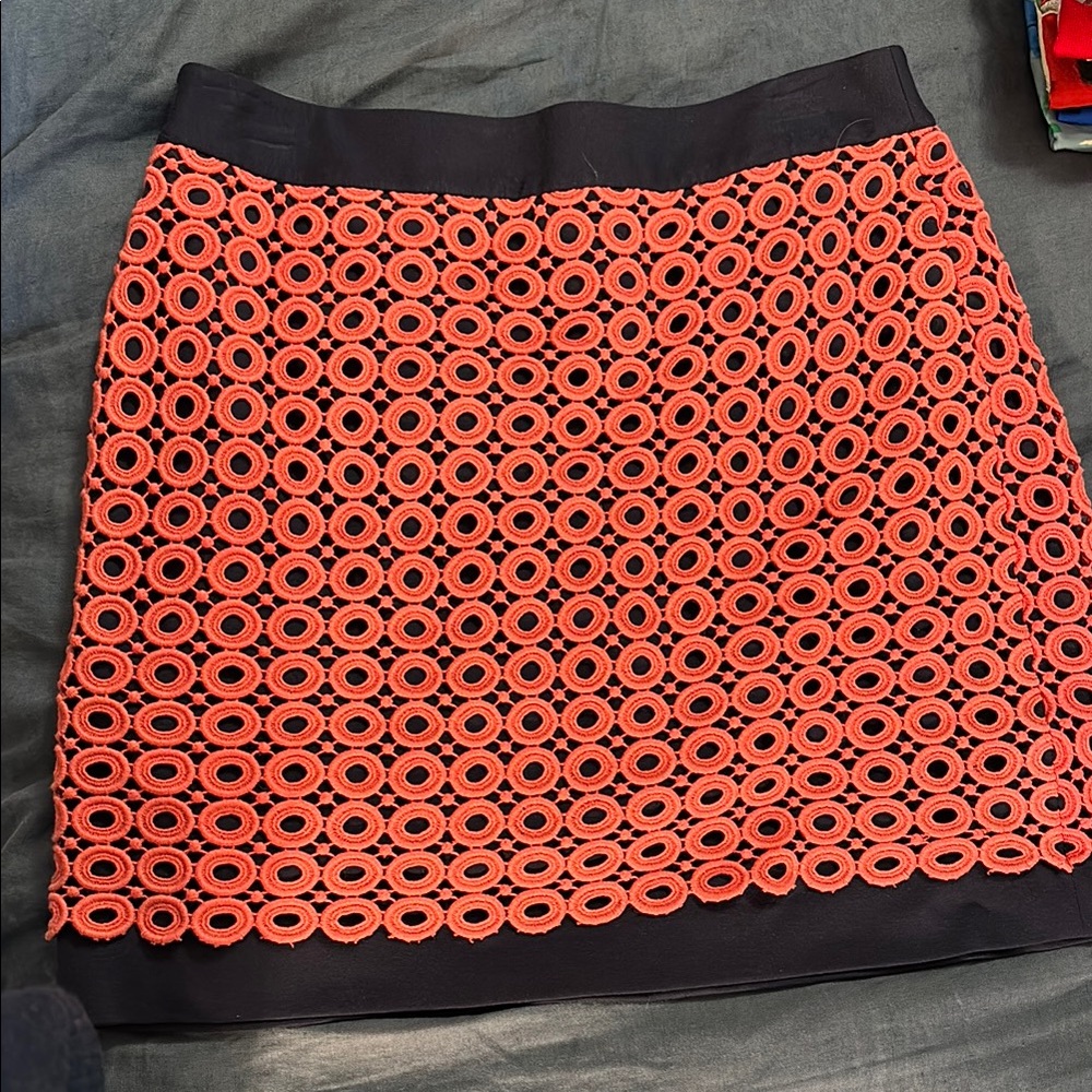 NWT Sz 4 Navy and Coral Lace LOFT Skirt